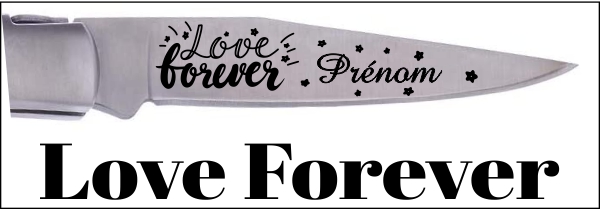 Couteau gravé - dessin Love Forever
